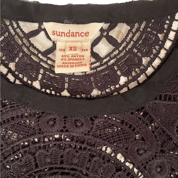 Sundance Black Shadow Dance Open Knit Crochet Eyelet Top Size XS - Picture 13 of 14